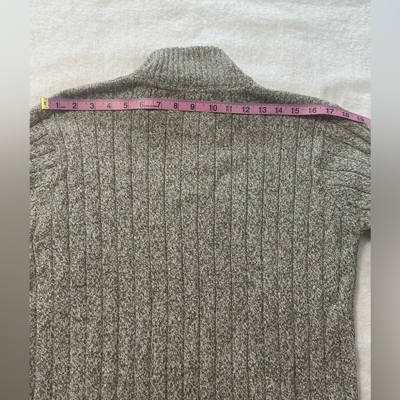 Oscar de la Renta Zip Up Ribbed Sweater L Long Sleeve Cable Knit Beige 1/4 Zip - Picture 13 of 13